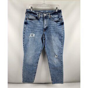 Old Navy Jeans Womens 12 Blue High Rise OG Straight Distress Denim (32x27) NWT